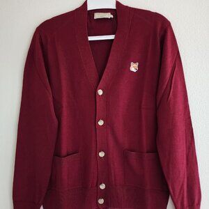 NWT MAISON KITSUNÉ Fox Head Patch Unisex Cardigan 🦊🧶❤️(#97)